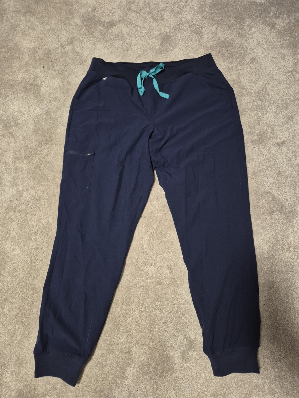 Figs Women's Navy Jogger Pants with Teal Drawstring Size Large
